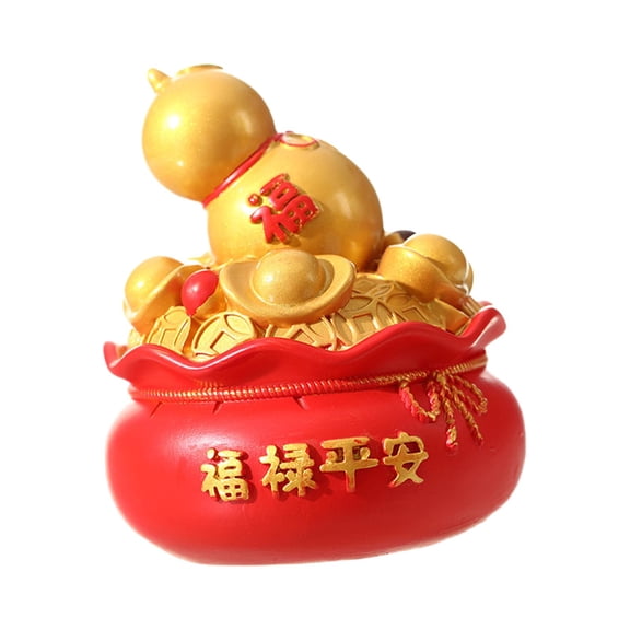 deevoka Money Bag Figurine Art Craft Ornament Piggy Bank Creative Saving Pot Resin Table Gourd M