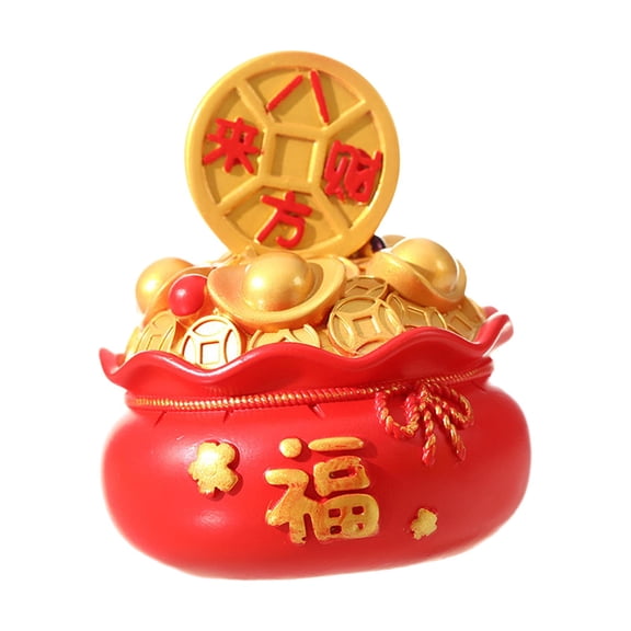 deevoka Money Bag Figurine Art Craft Ornament Piggy Bank Creative Saving Pot Resin Table Round M