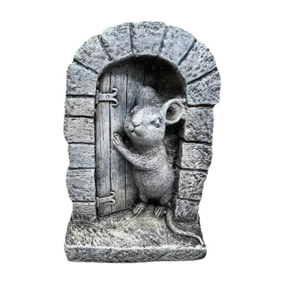deevoka Mouse Door Statue Craft Mouse Garden Decor for Desks Cabinets Indoor Outdoor