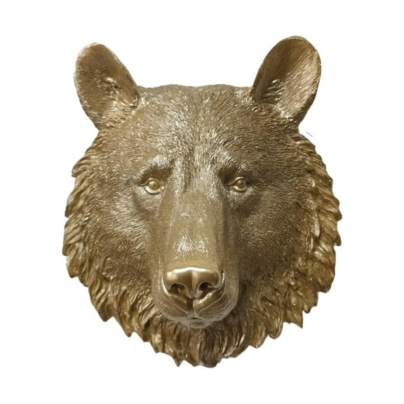 deevoka Polyresin Animal Head Wall Statue Plaque Handmade Wall Art Craft for Bedroom Bear