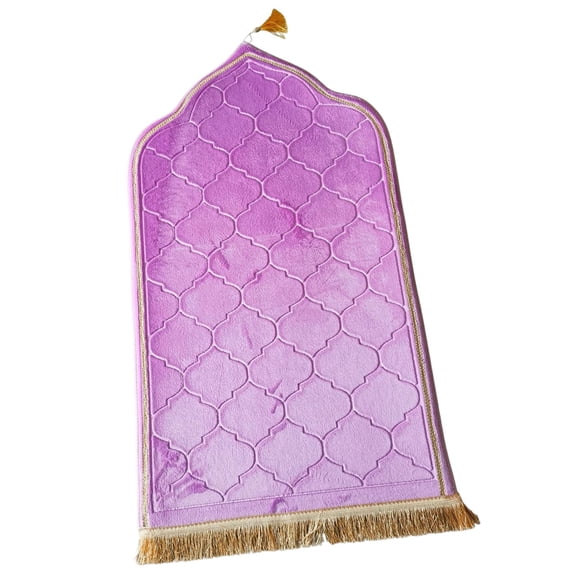 deevoka Prayer Rug Flannel Carpet Multifunctional Portable Unique Floormat Embossing for Festival Men Women Living Room Edge