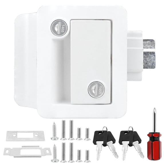 deevoka RV Door Lock Replacement Entry Door Lock Latch for Caravans Cargo Hauler White