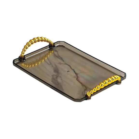 deevoka Rectangular Serving Platters Storage Organizer Bathroom Vanity Tray for Dressing Gray