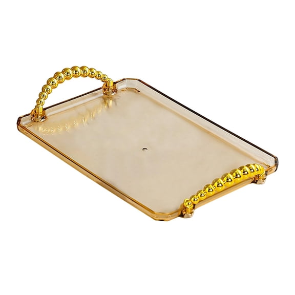 deevoka Rectangular Serving Platters Storage Organizer Bathroom Vanity Tray for Dressing Light Brown