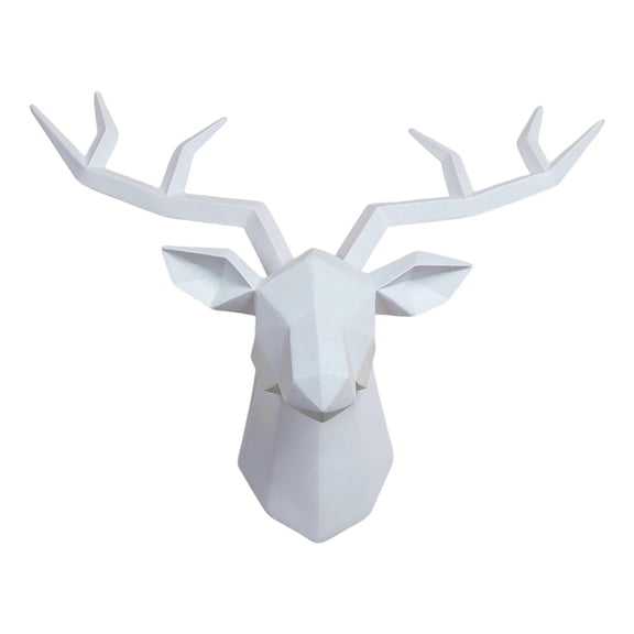 deevoka Resin Deer Head Sculpture Wall Mount Animal Statue Figurines Decoration White