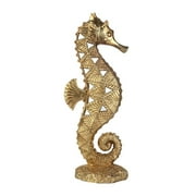 deevoka Resin Figurine Sculpture Decorative Collection Gold Color Statue Ornament for Housewarming Cabinet Hallway Table Centerpieces Seahorse