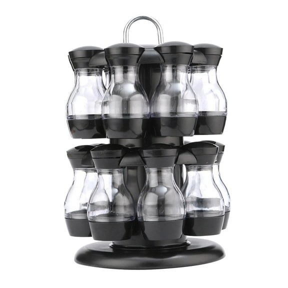 deevoka Revolving Spice Rack Kitchen Table Top Herbs Condiment Tow Layer 16 Jar
