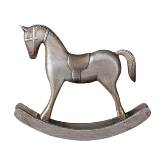 deevoka Rocking Horse Statue Artistic Decorative Figurine for Gift Tabletop TV Stand Silver