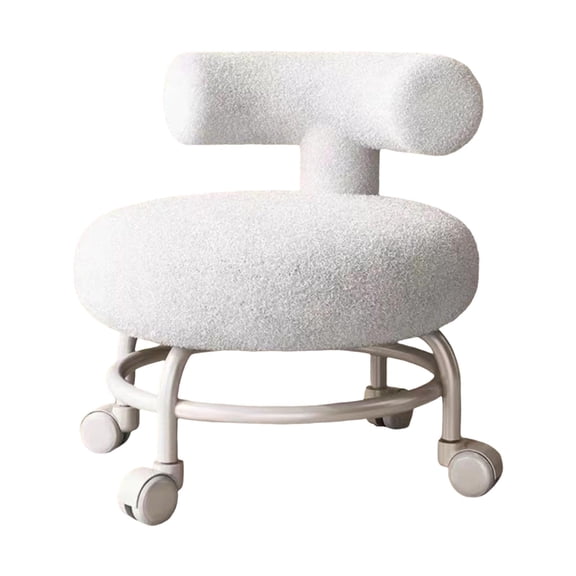 deevoka Rolling stool with backrest, low rolling seat, universal wheels, step stool, low White