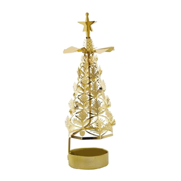deevoka Romantic Rotating Candle Holder Candleholder Rotating Candlestick for Wedding Golden Pine Tree 1