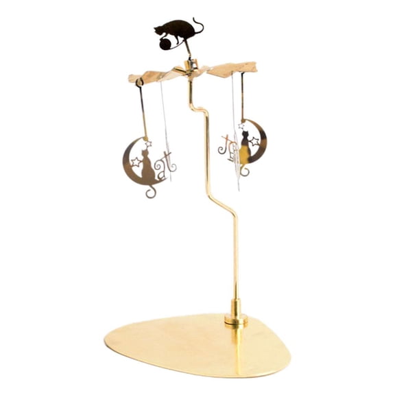 deevoka Rotating Candle Holder Stainless Steel Candleholder Tea Light Tray Magnetic Candlestick Holder for Taper and Pillar Unique Desktop Spinning Design Suitable for Christmas Triangle G