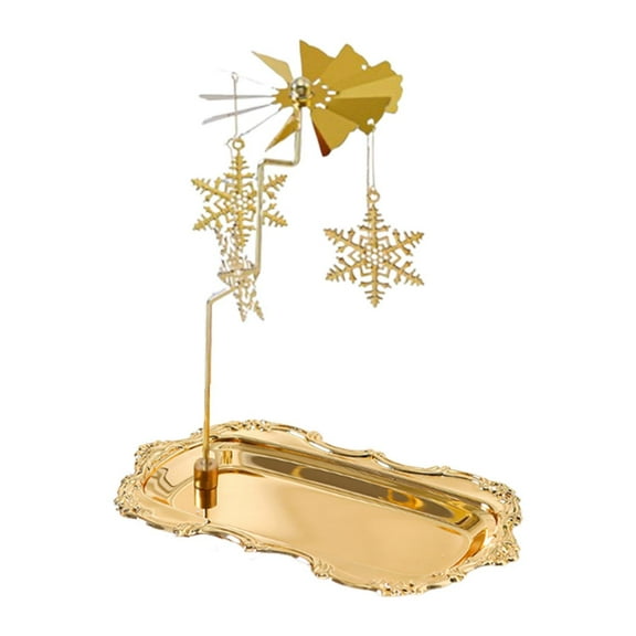 deevoka Rotating Tray Coffee Table Tray Luxury Candlelight Dinner Prop Fruit Plate Party Vanity Cake Dish Display Plate Candle Holder Snowflake Pendant