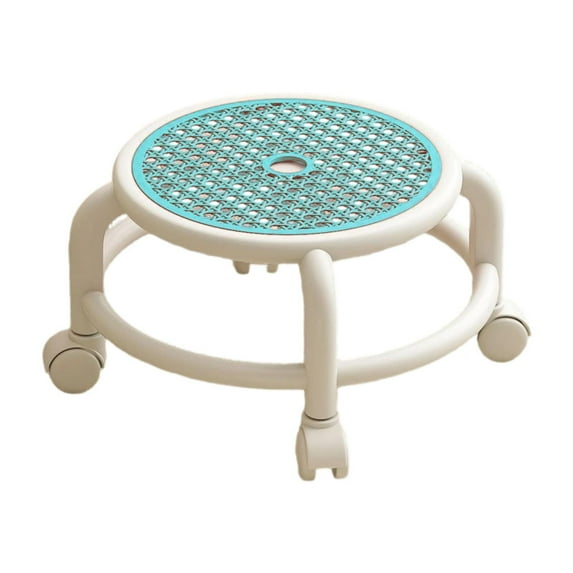 deevoka Round Rolling Low Stool Lightweight with Wheels for Home Pedicure Garage Blue