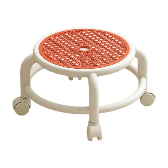 deevoka Round Rolling Low Stool Lightweight with Wheels for Home Pedicure Garage Orange