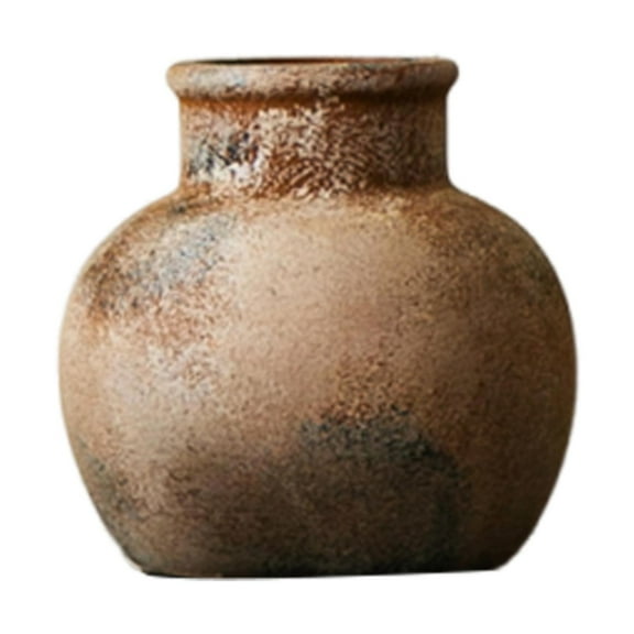 deevoka Rustic Ceramic Vase Wabi Bud Vase Desktop Display Farmhouse Flower Vase Rust 15x15x14cm