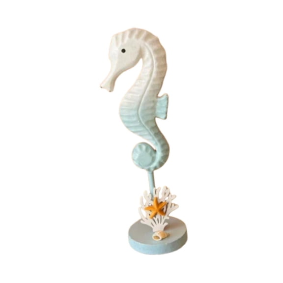 deevoka Sea Horse Figurine Minimalist Nautical Seahorse Statue for Hotel Shelf Party Light Blue