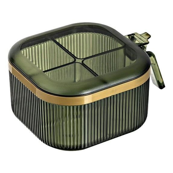 deevoka Seasoning Organizer Box Multifunctional 4 Compartment for Kitchen Home Sugar C