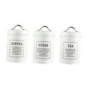deevoka Set of 3 Sugar Tea Coffee Canister Airtight Kitchen Food Storage Container Doses A White