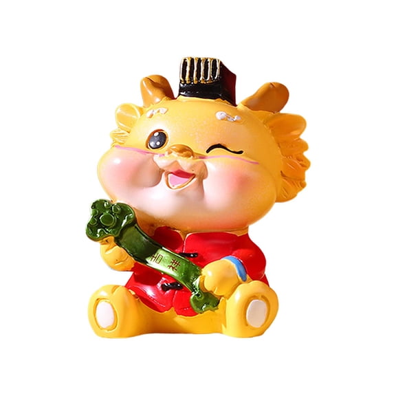deevoka Shaking Head Chinese New Year Dragon Figurine Car Dashboard Decoration Animals Style A