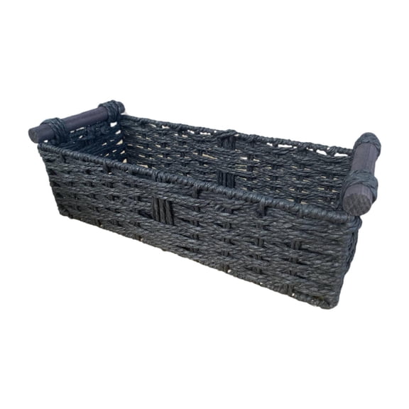 deevoka Storage Basket Countertop Cabinet Organizer Bin for Makeup Pastries Sundries Black
