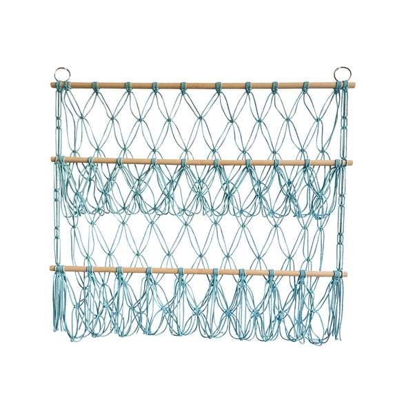 deevoka Stuffed Animals Net Hammock Cotton Rope for Playroom Home Decoration Nursery blue