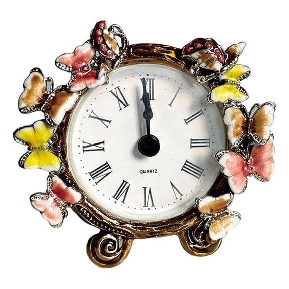 deevoka Table Clock Roman Numerals Battery Operated Metal Clock for