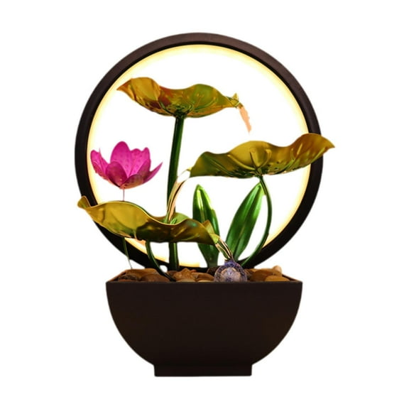 deevoka Tabletop Water Sculpture with Light Collectible Indoor Desktop Green