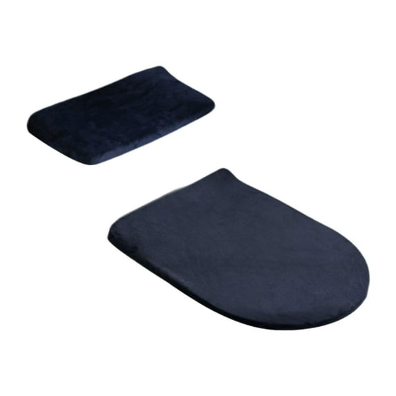 deevoka Toilet Lid Seat Cover Set Comfortable Portable Protector Cover Velvet Decoration Navy