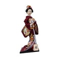 thumbnail image 1 of deevoka Traditional Statue 12in Japanese Kimono Geisha Doll Collectible Statuette Asian Dark Red, 1 of 9