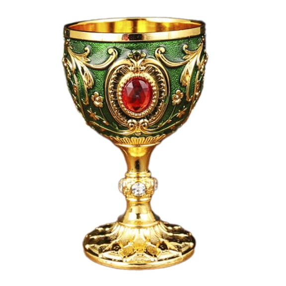 deevoka Vintage Medieval Goblet Engraved Multipurpose Anniversary Glass green