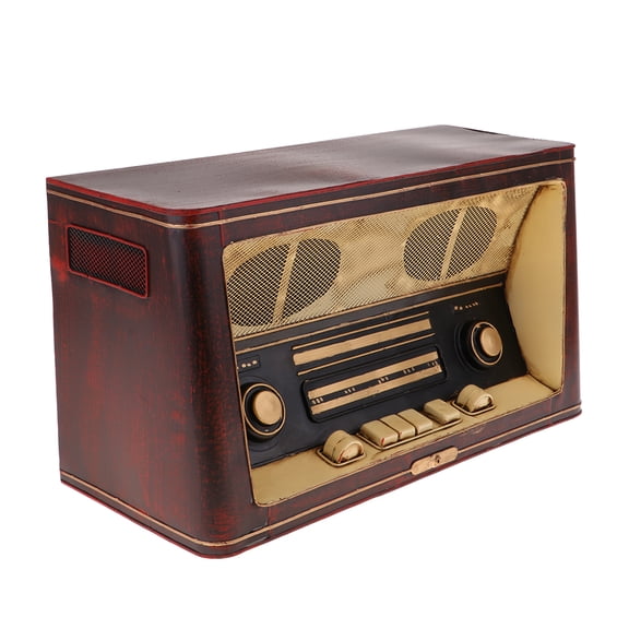 deevoka Vintage Portable Radio Speaker Retro Iron Model Classic Style Decor for Cafe,