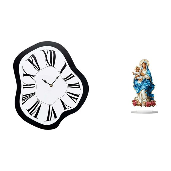 deevoka Wall Clock Acrylic Desktop Decor Roman Numeral Clock Table Sign Silent Movement Lightweight Wear Resistant Suitable for Bedroom Office Shelf Gift Givi