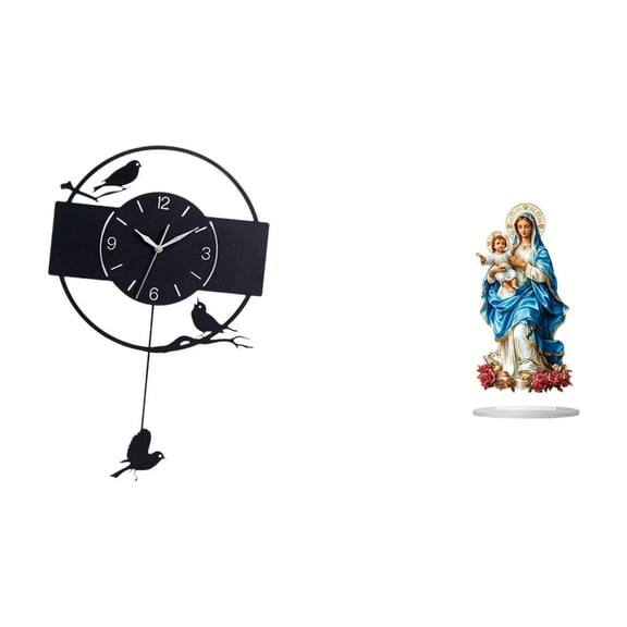 deevoka Wall Clock Bird Wall Clock Hanging Clock with Swing Pendulum Decorative Acrylic Table Sign Modern Acrylic Display Suitable for Holiday Celebration Home Environment