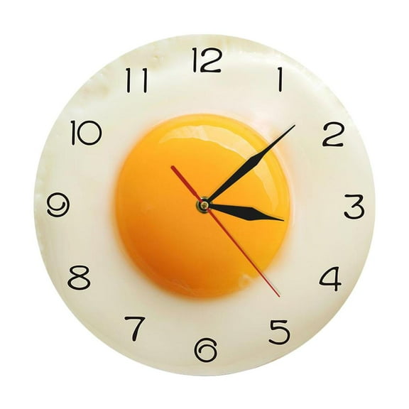 deevoka Wall Clock,Breakfast Food Poached Egg Dining Room Wall Watch,Fried Egg Kitchen for Family/Restaurant/Coffee Shop/Bathroom