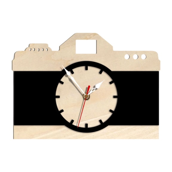 deevoka Wall Clock Cartoon Camera Shape Bedroom Clock for Bathroom Desktop Classroom Black