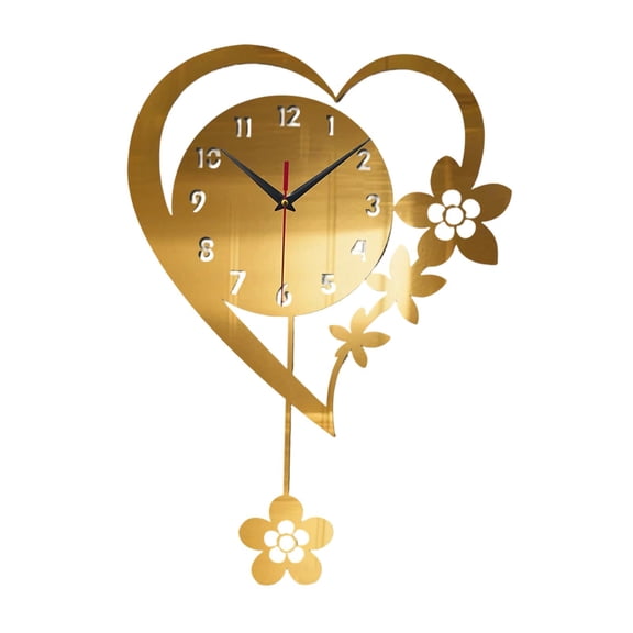 deevoka Wall Clock Decorative Hanging Clock Acrylic Creative Nordic Swinging for Bedroom Gold