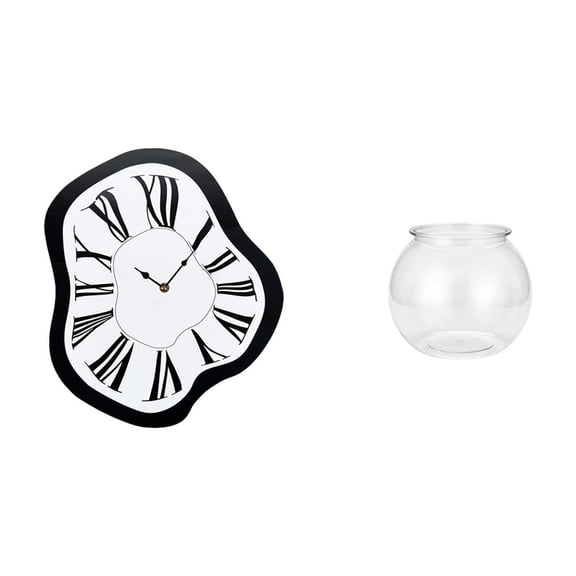 deevoka Wall Clock Distorted Clock Roman Numeral Clock Electronic Clock Table Aquarium Fish Tank Acrylic Material Silent Movement Suitable for Office Home Dec