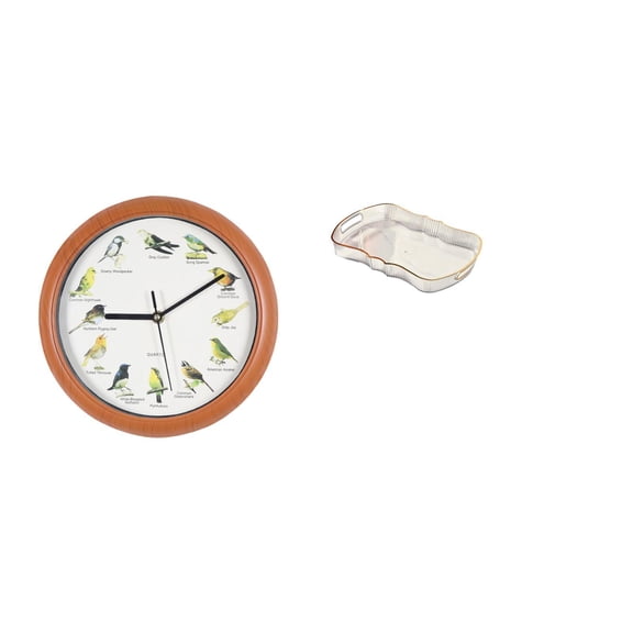 deevoka Wall Clock Rectangle Serving Tray Singing Bird Wall Clock Decorative Clock Bird Clocks with Sound Pp Material Suitable for Living Room Bedroom Kitchen