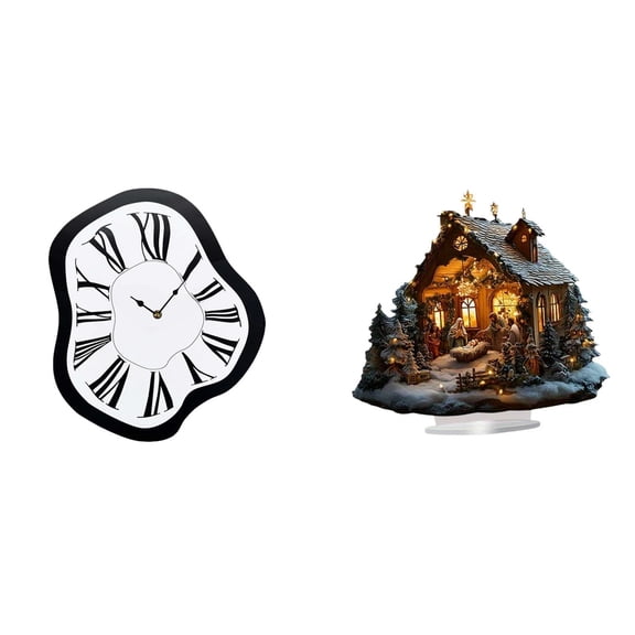 deevoka Wall Clock Roman Numeral Acrylic Electronic Clock Distorted Sculpture Silent Mechanism Wear Resistant Ornament Suitable for Home Desk Kitchen Cabinet