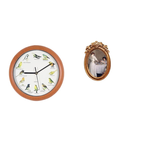 deevoka Wall Clock With Singing Bird Bird Clocks Decorative Clock Vintage Photo Frame Handmade Design Suitable for Gift Giving Home Decoration Living Room Kitchen Hotel Office Gallery Bedroom