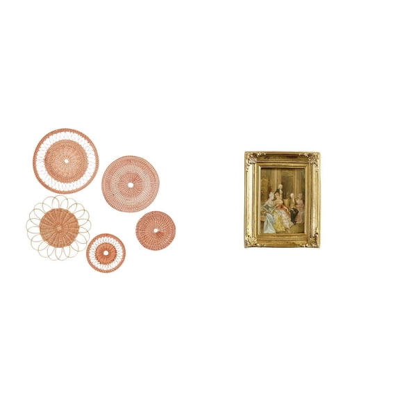 deevoka Wall Crafts Decorative Rattan Wall Hanging Ornament Handicraft Photo Frame Resin Picture Frame Stand Card Display Set Suitable for Gift Living Room Dining Room Bedroom Hallway Cafe