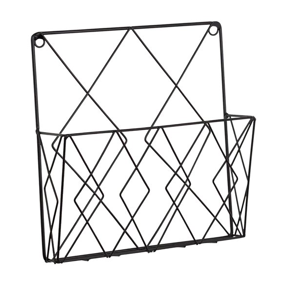 deevoka Wall Mounted Newspaper Storage Rack Standing Basket Book Display Shelf, Magazine Black