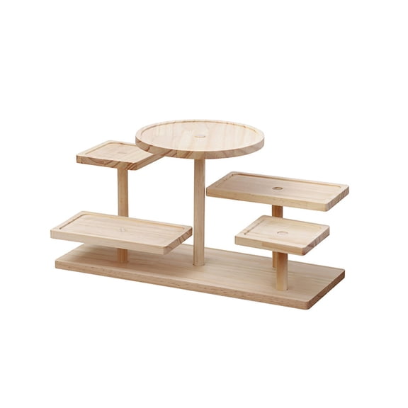 deevoka Wood Cake Stand Cupcake Tower Step Ladder Statue Flower Stand Lightweight Tiered 38cm
