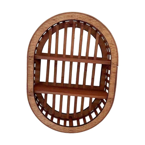 deevoka Wood Floating Shelves Storage Shelf Decoration Multifunctional Display Shelf for Oval