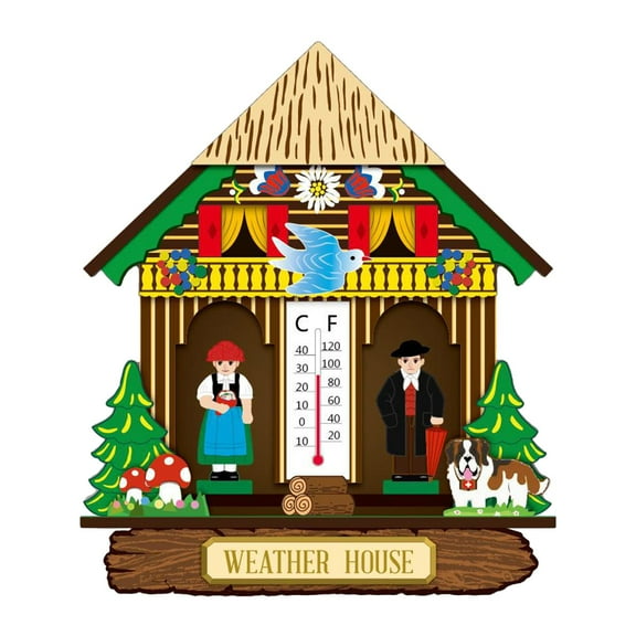 deevoka Wooden Indoor Thermometer Hygrometer, Wall Hanging Temperature Humidity