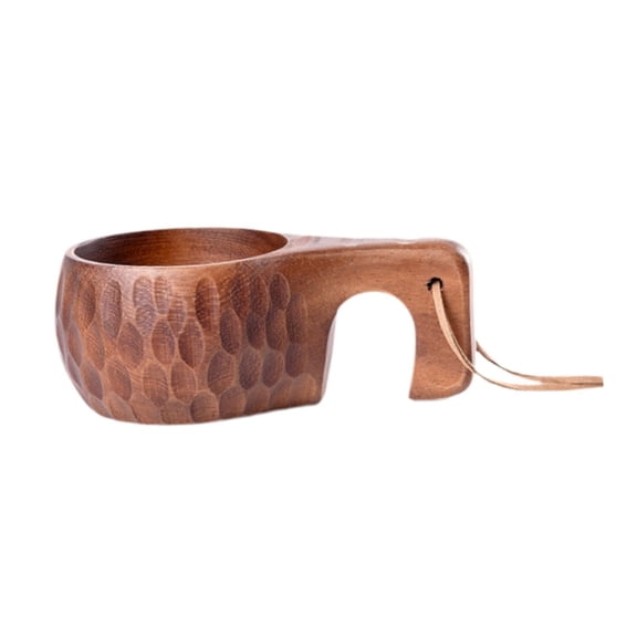 deevoka Wooden Mug Milk Mug Reusable with Handle Teacup for Travel Outdoor Household