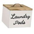 thumbnail image 1 of deevoka Wooden Storage Container Dispenser for Laundry Room Organization and Storage White laundry pod, 1 of 9