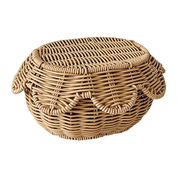 deevoka Woven Bread Basket Dustproof Woven Serving Basket for Restaurant Home Picnic S S