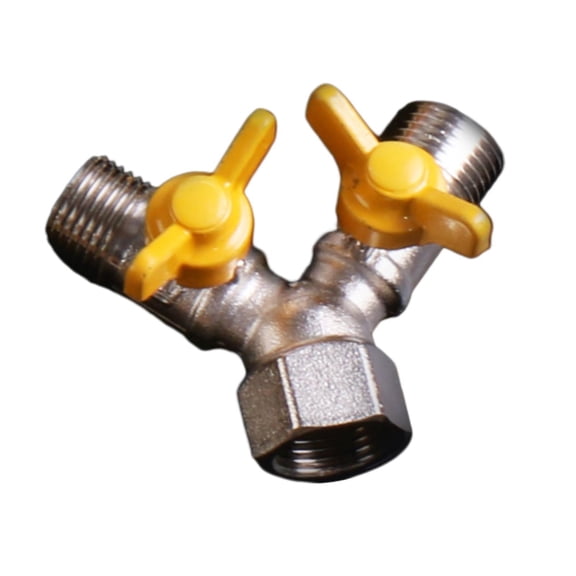 deevoka Y Shaped Ball Valve Sturdy Structure Spare Part Replace 3 Way Shut Off Valve Male Male Famale Silvery