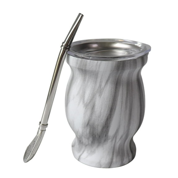 deevoka Yerba Mate Set Heat Insulation Gifts Portable Yerba Gourd Tea Cup Coffee Gray